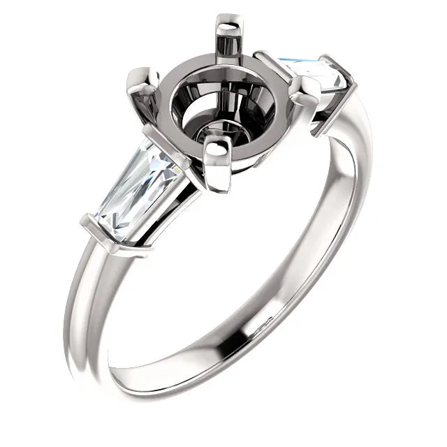 14K/Platinum Round Diamond Semi-Set Engagement Ring