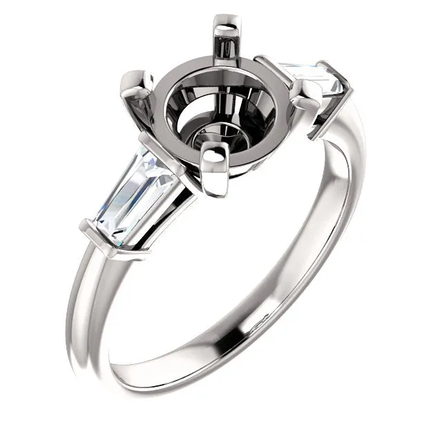 14K/Platinum Round Diamond Semi-Set Engagement Ring