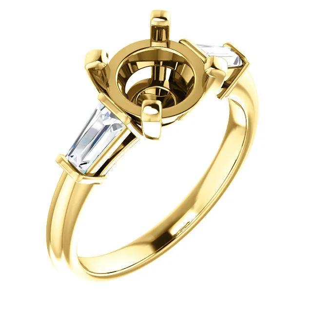 14K/Platinum Round Diamond Semi-Set Engagement Ring