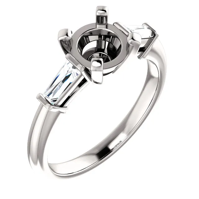 14K/Platinum Round Diamond Semi-Set Engagement Ring