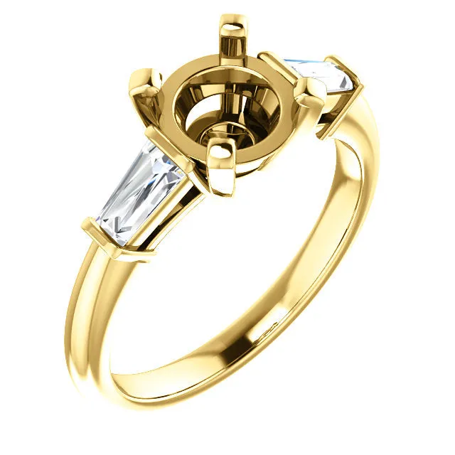 14K/Platinum Round Diamond Semi-Set Engagement Ring