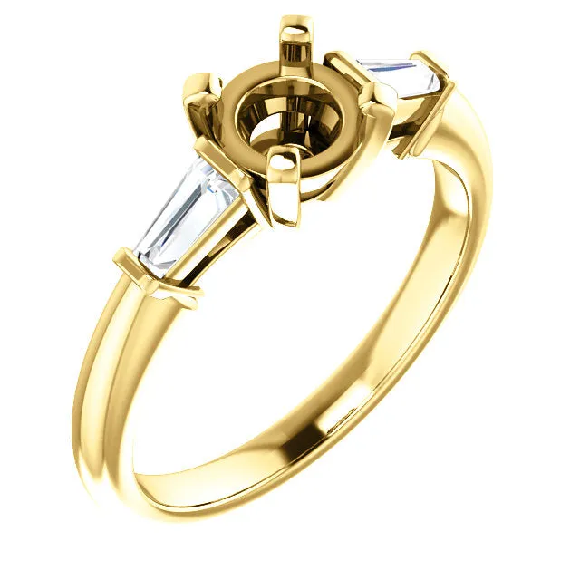 14K/Platinum Round Diamond Semi-Set Engagement Ring
