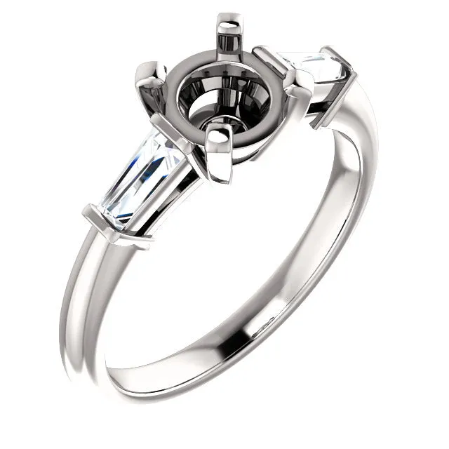 14K/Platinum Round Diamond Semi-Set Engagement Ring