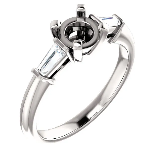 14K/Platinum Round Diamond Semi-Set Engagement Ring