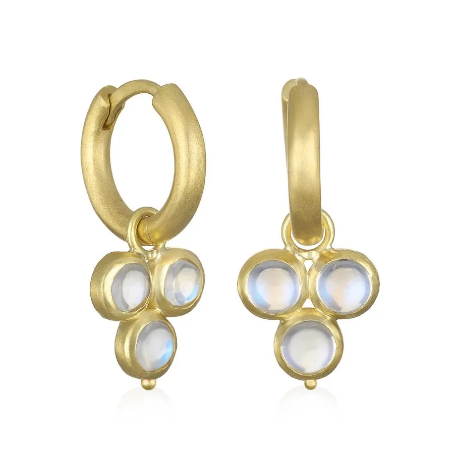 18 Karat Gold Triple Blue Ceylon Moonstone Drops
