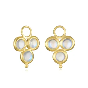 18 Karat Gold Triple Blue Ceylon Moonstone Drops