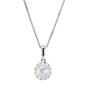 18ct White Gold 0.23ct Moonstone And 0.13ct Diamond Cluster Pendant Only