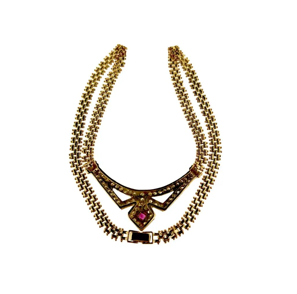 18kt yellow gold ruby and diamond necklace