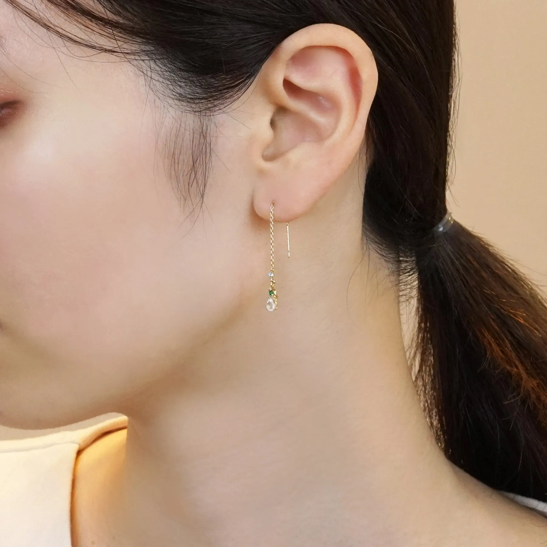 [Birth Flower Jewelry] January - Snowdrop Earrings (18K/10K Yellow Gold)