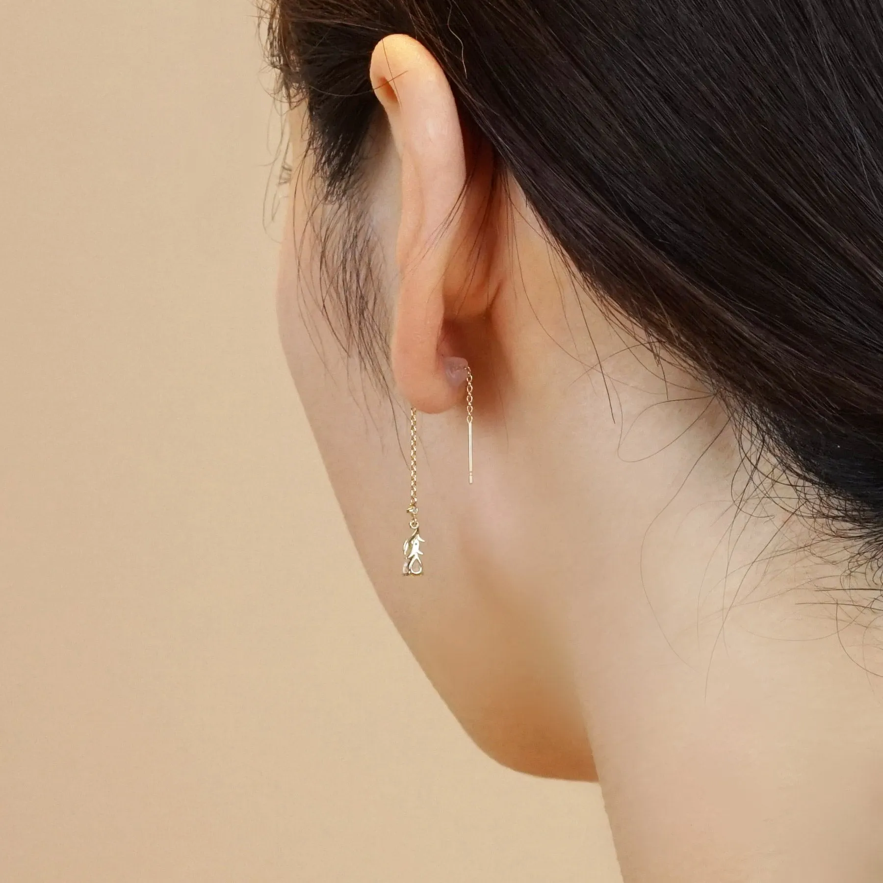[Birth Flower Jewelry] January - Snowdrop Earrings (18K/10K Yellow Gold)