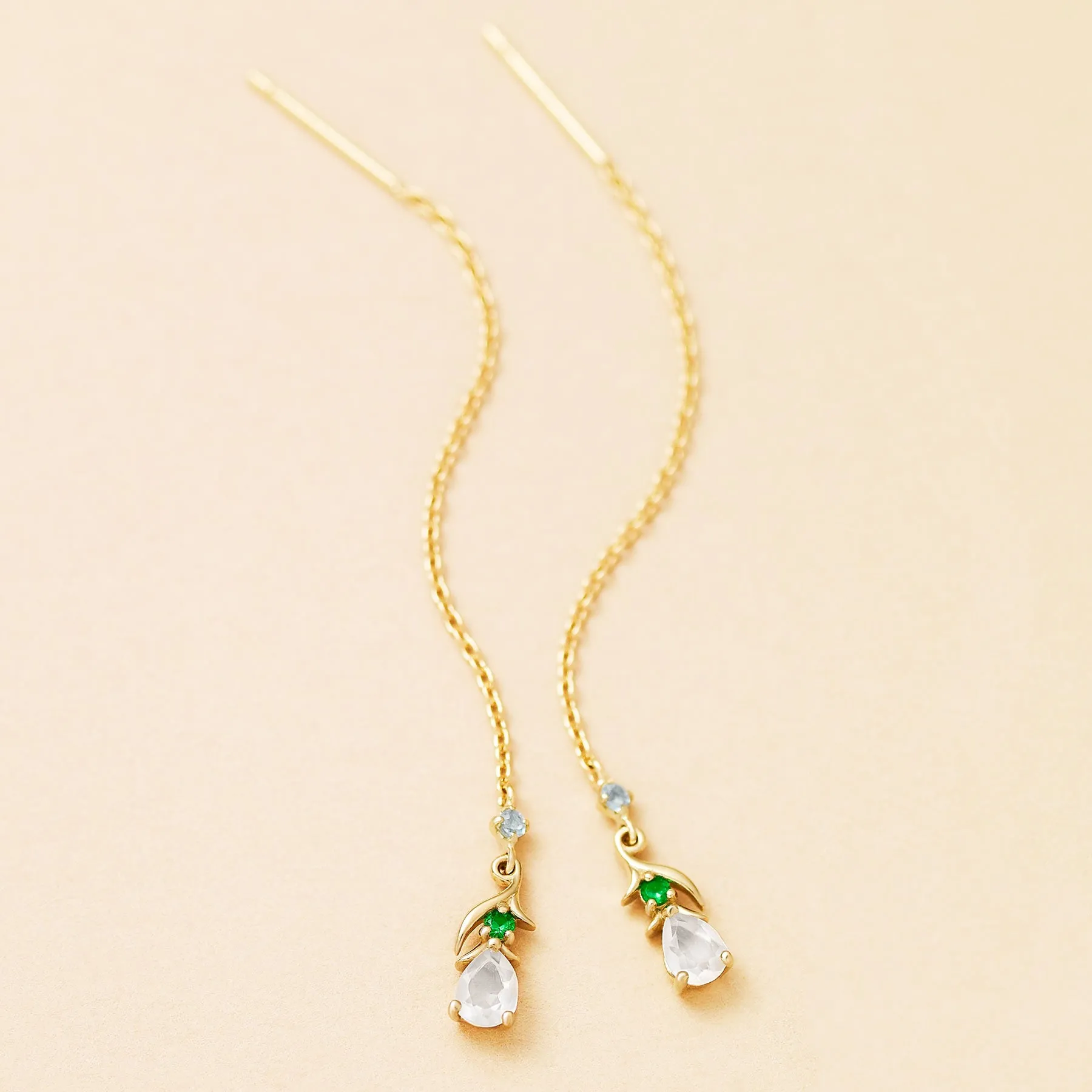 [Birth Flower Jewelry] January - Snowdrop Earrings (18K/10K Yellow Gold)
