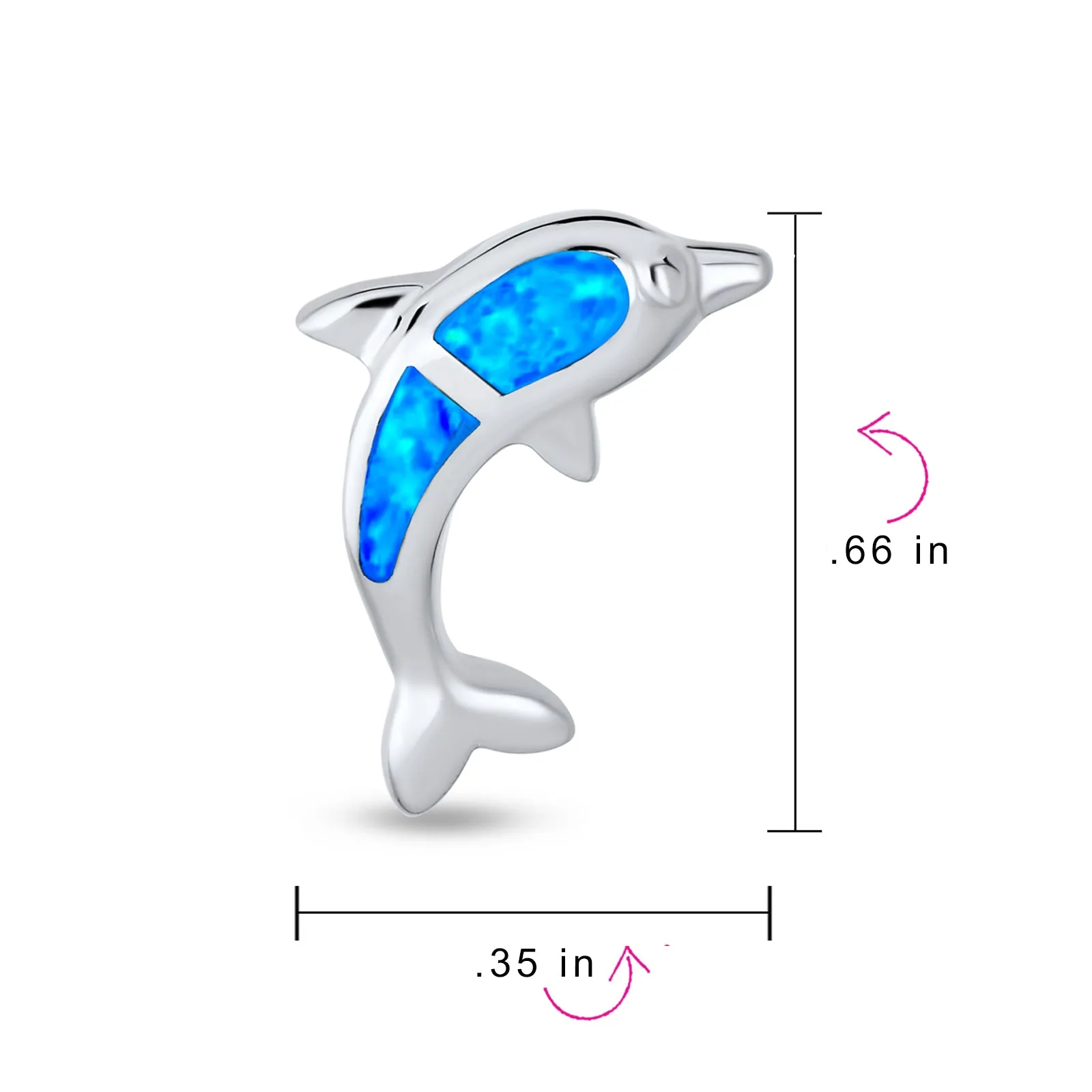 Blue Opal Inlay Dolphins Stud Earrings Sterling Silver Ocean Marine Design