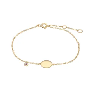 Bracelet à Graver Argent 925 Plaqué Or Jaune Rubis