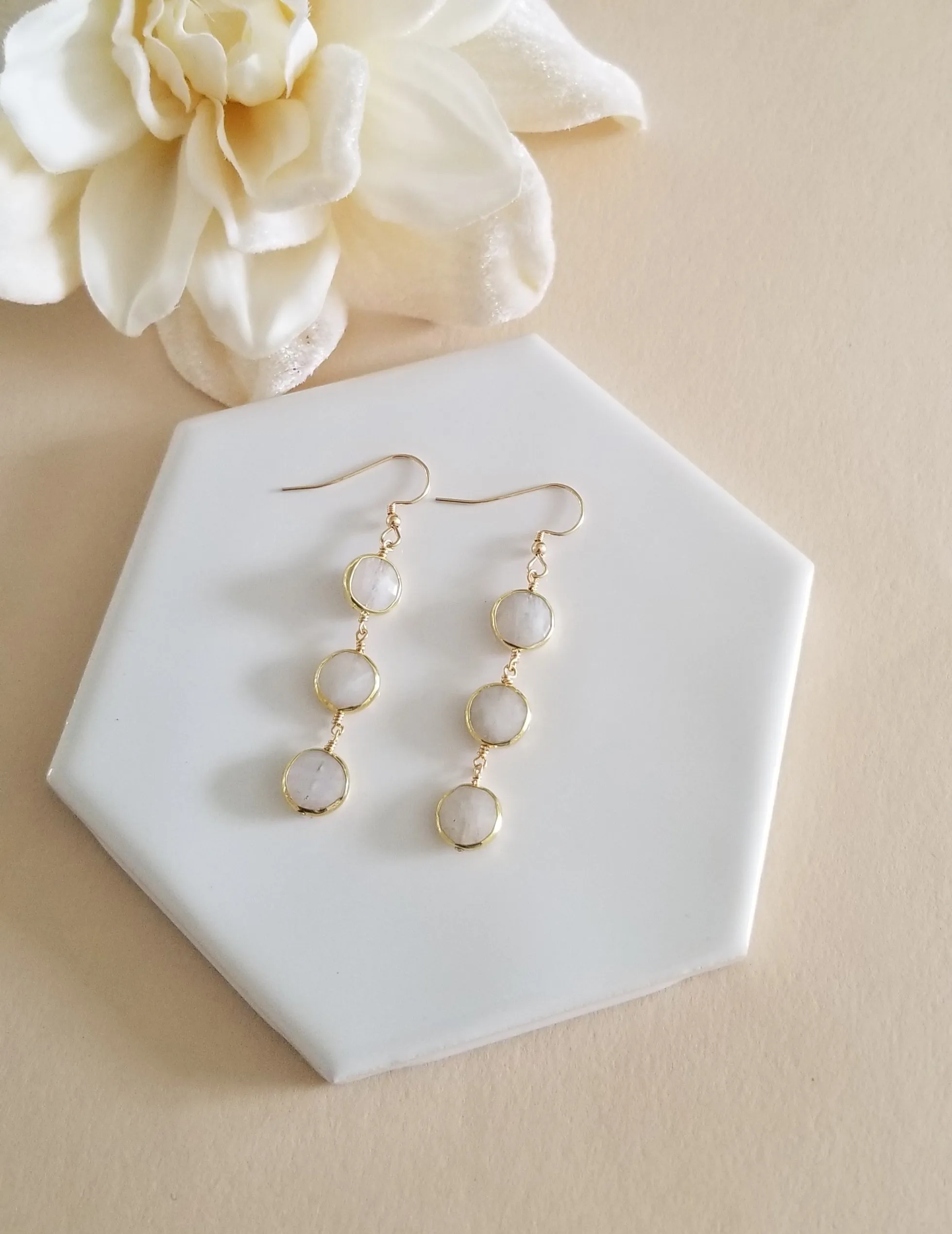 Bridesmaid Earrings, Long Moonstone Earrings, Bridesmaid Gifts