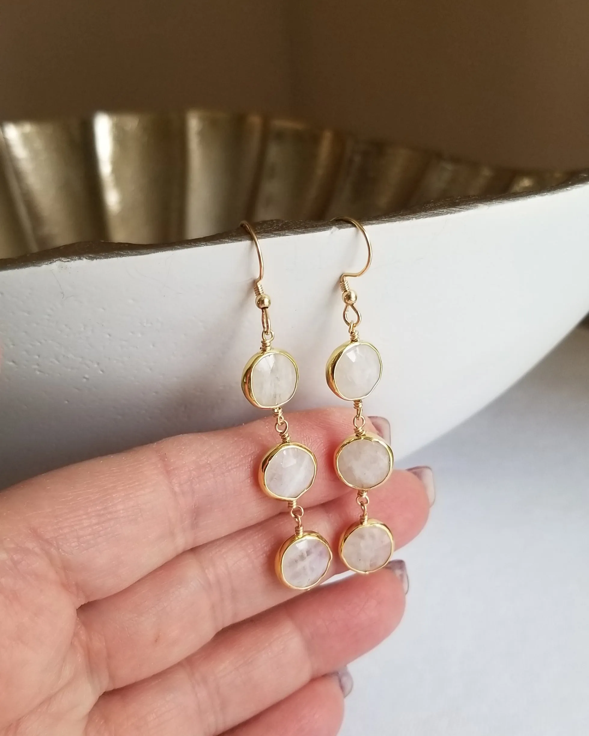 Bridesmaid Earrings, Long Moonstone Earrings, Bridesmaid Gifts