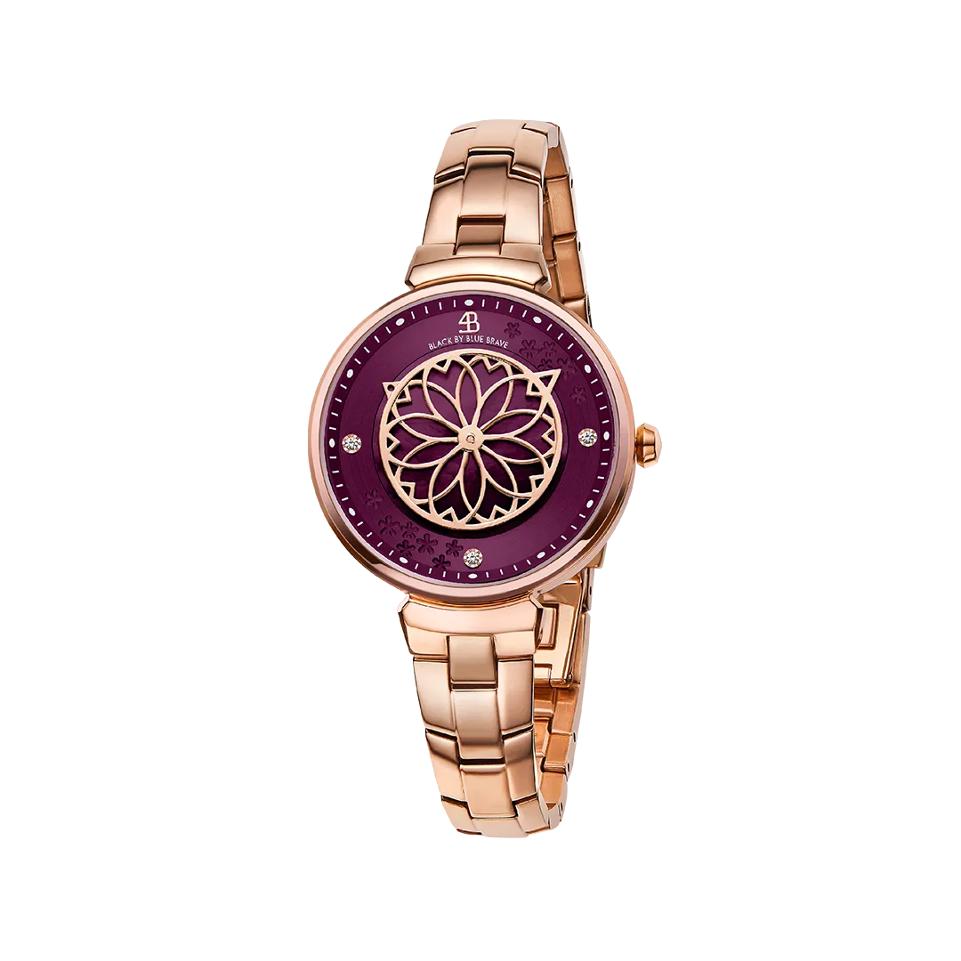Cherry Blossom 32mm Champagne Gold Mother Of Pearl Dial Sakura Petal Hand Rose Gold Bracelet Watch