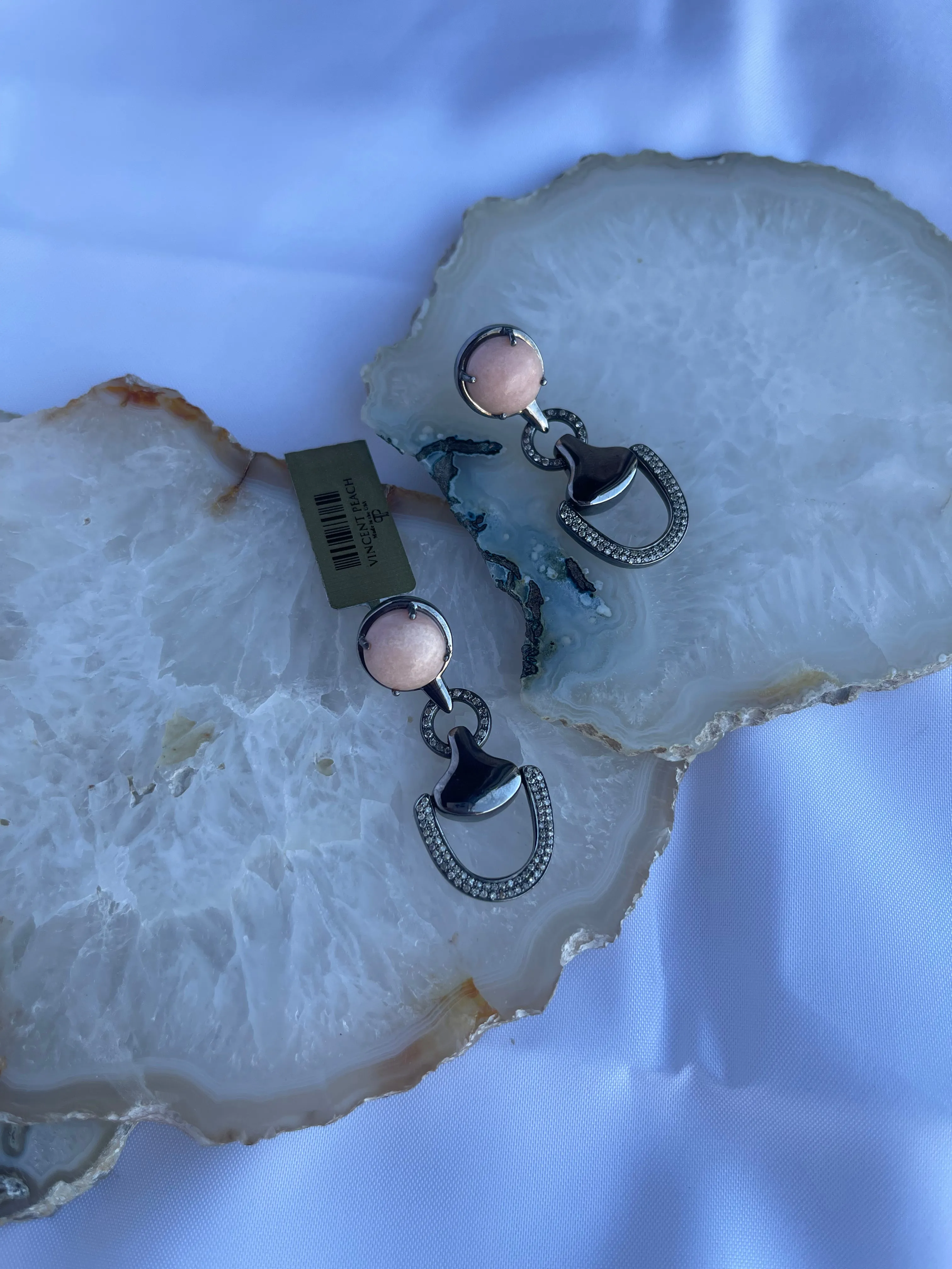 Diamond Pink Opal Churchill Earrings