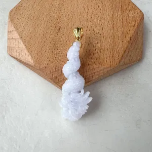 Dragon's Embrace Pendant with 18K Gold, Style 3, Light Purple Jadeite Jade Dragon Hand Carved Pendant, ROS-0424-1730440018