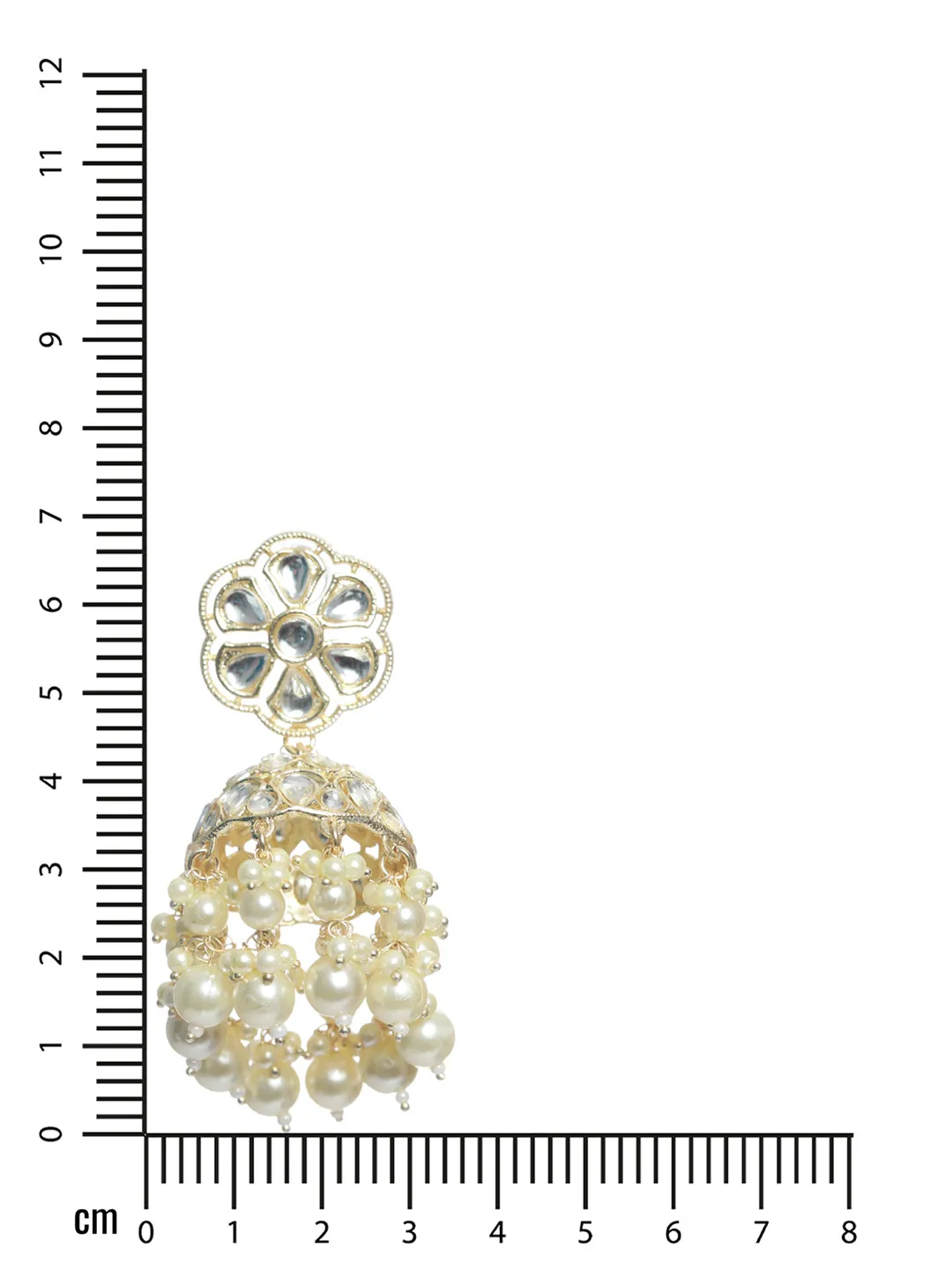 Floral Dome Shaped Pearl Beaded & Gold Plated Classic Jhumka Earrings