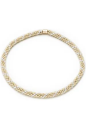 Gold and Pearl Spiral Cluster Necklace