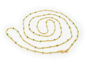 Gold Plated Silver Beads & Jade Necklace, 42"