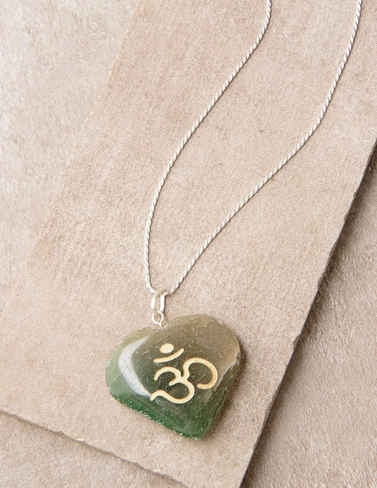 Green Jade Om Necklace