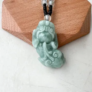 Green Jadeite Jade Dragon Pixiu Pi Xiu, 貔貅, Dragon Chinese Carved Pendant, YJ-1221-0268500