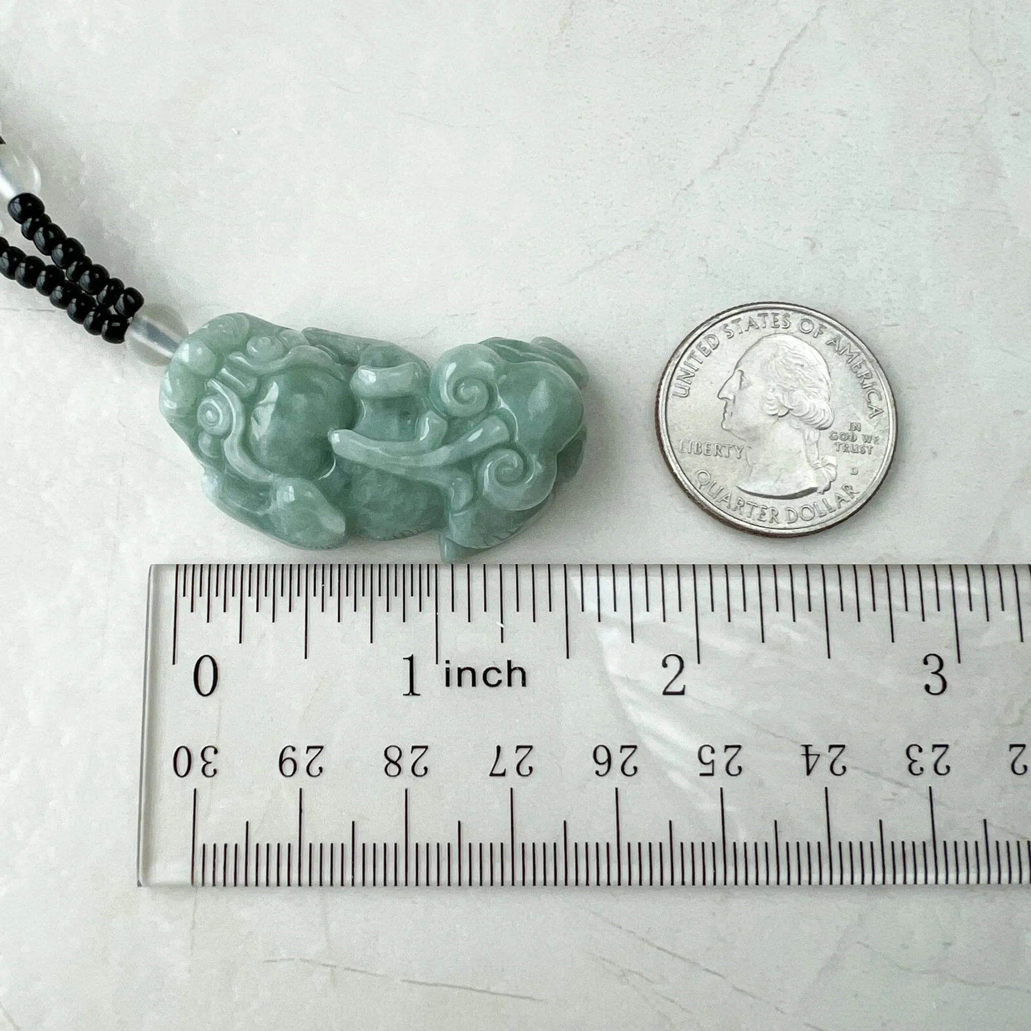 Green Jadeite Jade Dragon Pixiu Pi Xiu, 貔貅, Dragon Chinese Carved Pendant, YJ-1221-0268500