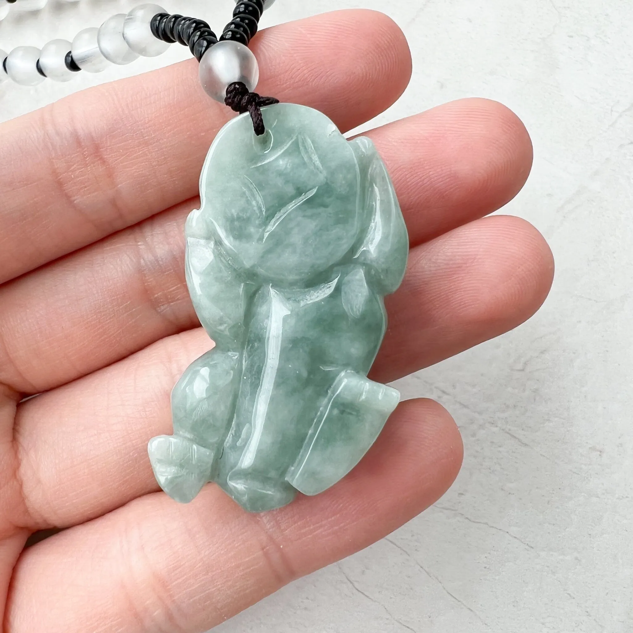 Green Jadeite Jade Dragon Pixiu Pi Xiu, 貔貅, Dragon Chinese Carved Pendant, YJ-1221-0268500