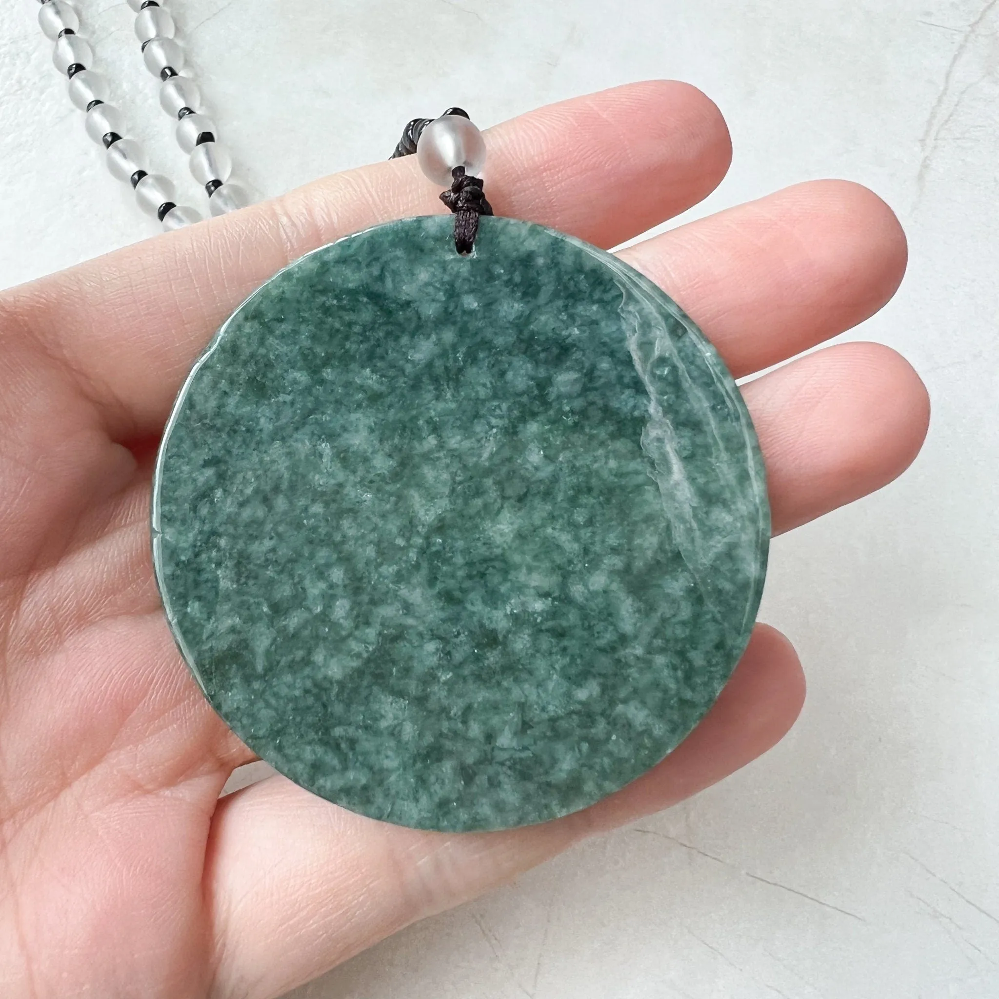 Green Jadeite Jade Floral Bird, Magpie, Hand Carved Pendant, YJ-0322-0319721