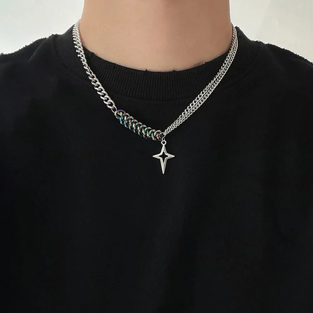 Hip-hop Black Rhinestones Pendant Pearl Necklace Men Steel Necklace Mens Jewellery Man Necklac Free Shipping
