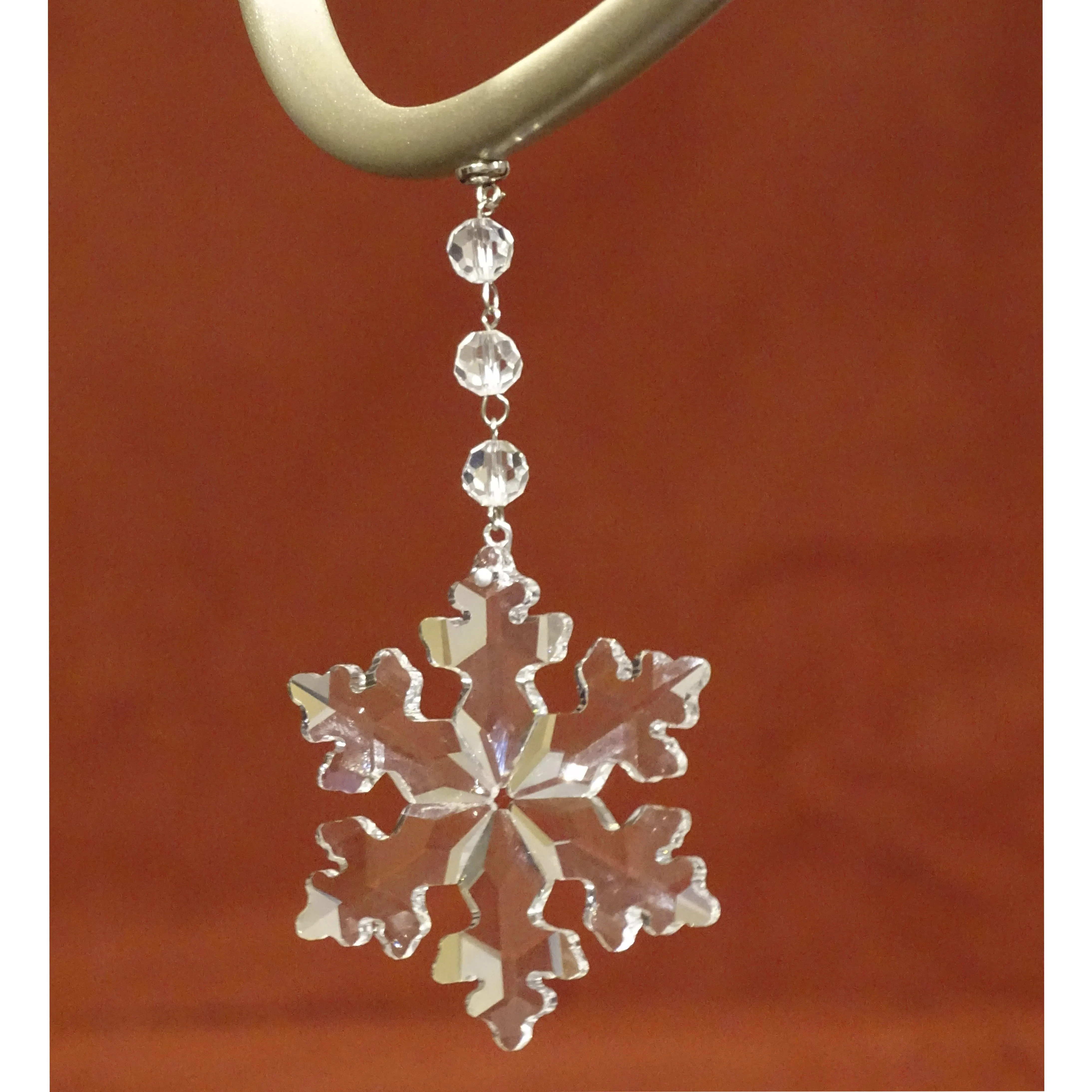HOLIDAY CHANDELIER MAKEOVER KIT - (3) Crystal Snowflake   (3) 12" Red Crystal Garland