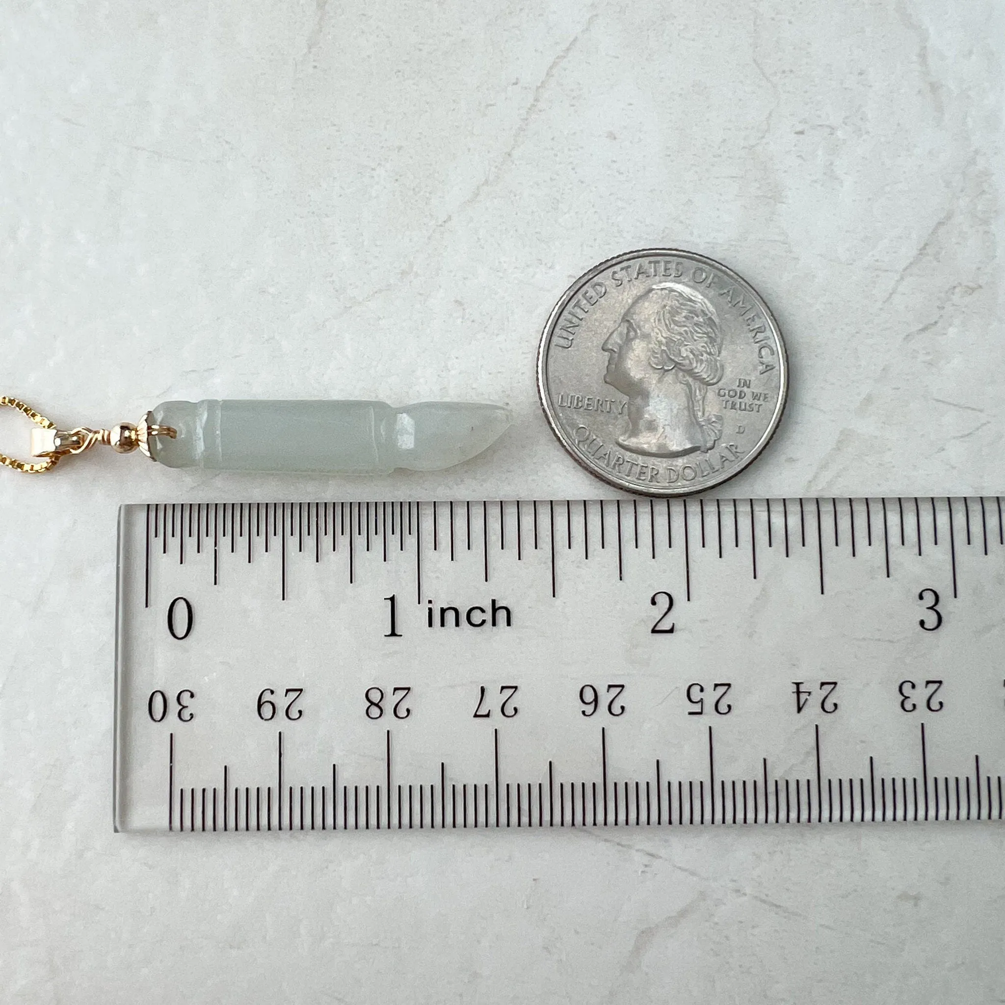 Icy Translucent Jade Paint Brush Pendant, Jadeite Jade, Gold Plated Sterling Silver Pendant Necklace, XY-1221-1646759515