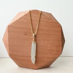 Icy Translucent Jade Paint Brush Pendant, Jadeite Jade, Gold Plated Sterling Silver Pendant Necklace, XY-1221-1646759515