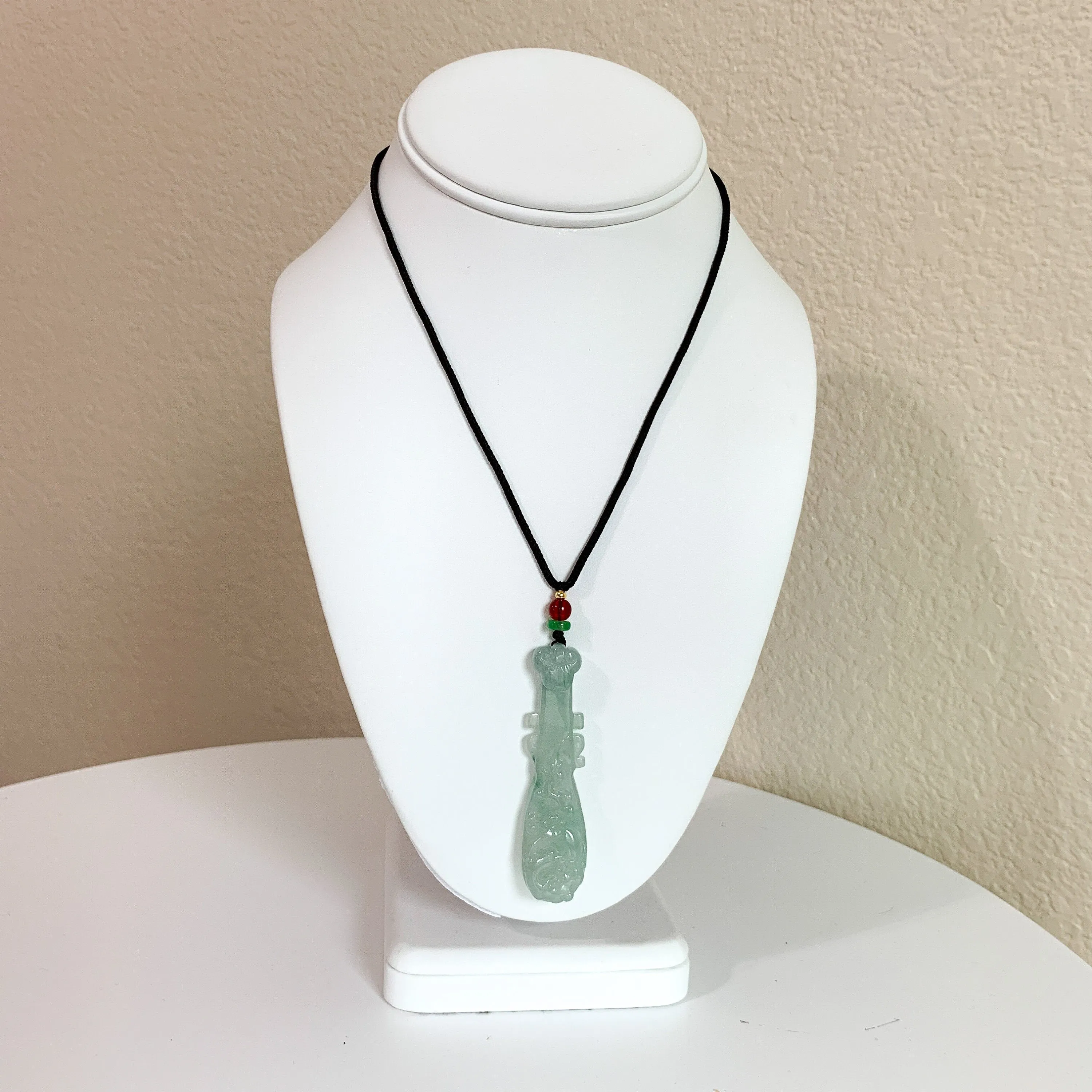 Icy Translucent Jadeite Jade Lucky Chinese Lute Pi Pa, 琵琶，Jade Necklace, HY-0621-0093659