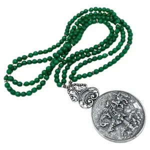 Jade Double-Strand Necklace with Antique Hand Mirror