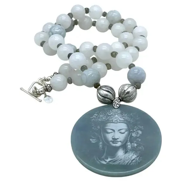 Jade Necklace with Guanyin Pendant