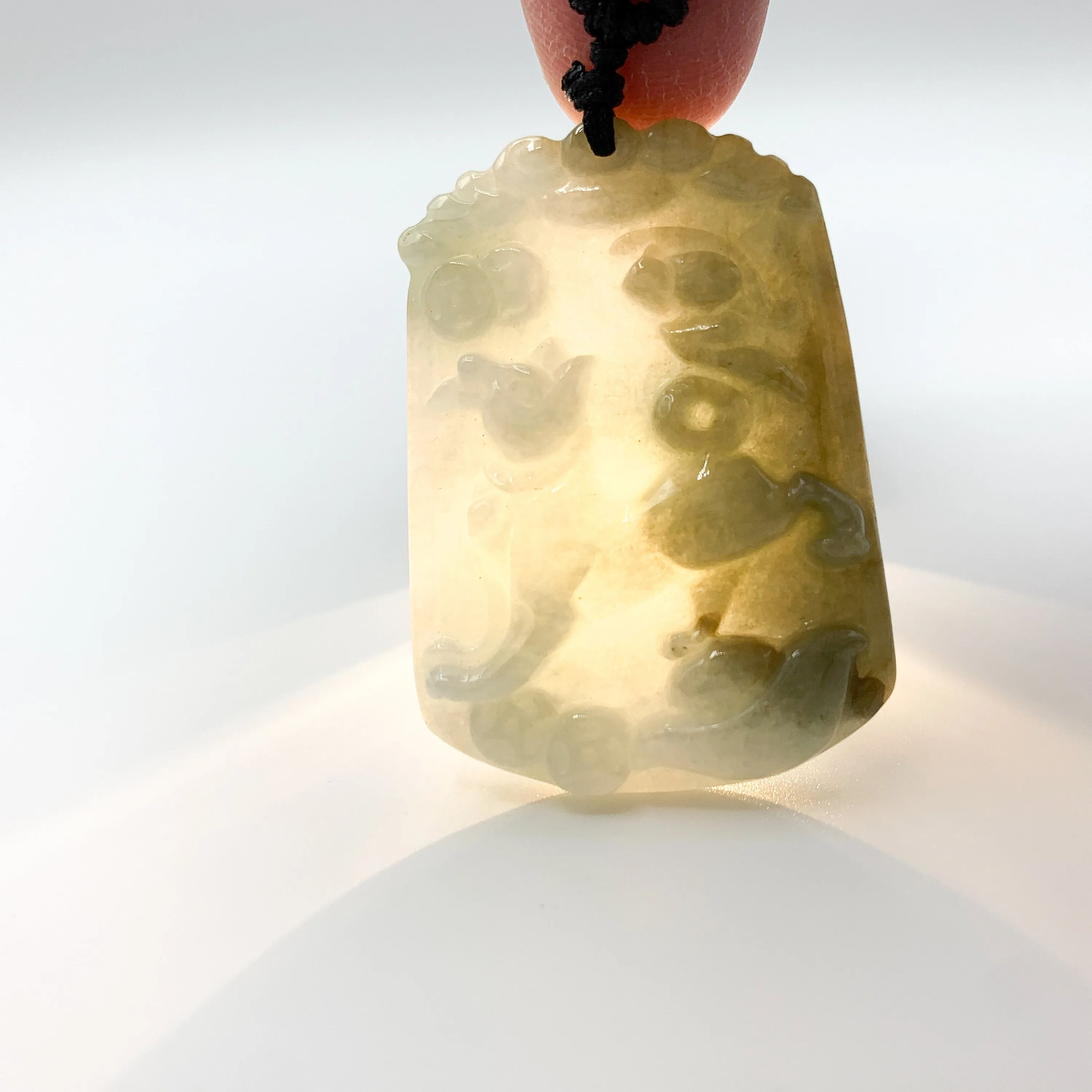 Jadeite Jade Dog Chinese Zodiac Carved Pendant Necklace, YW-0321-1646061450