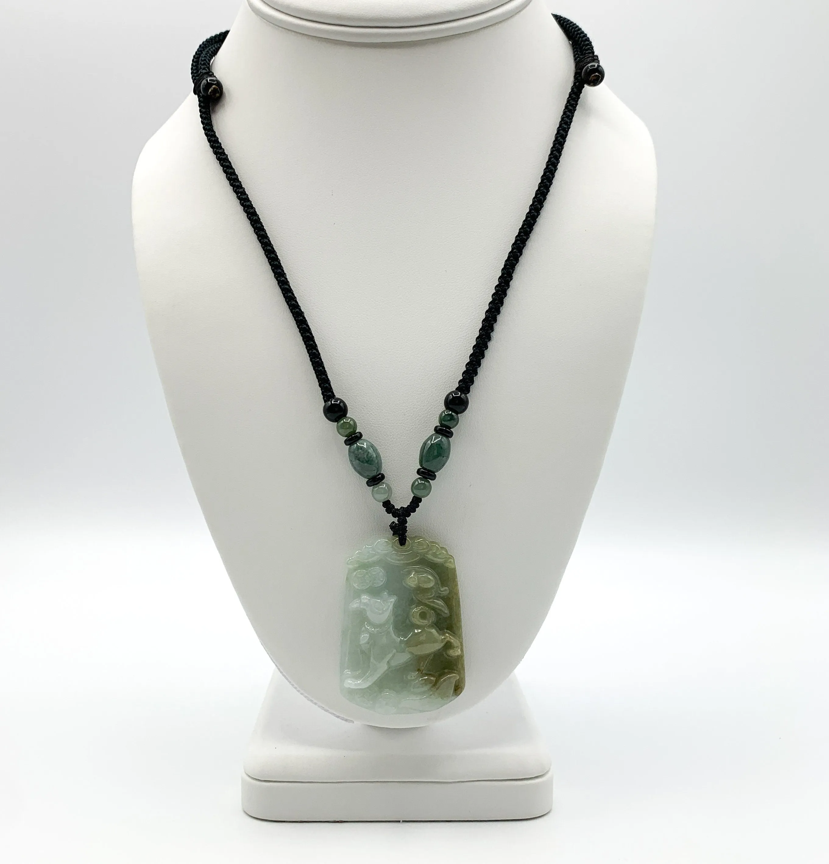 Jadeite Jade Dog Chinese Zodiac Carved Pendant Necklace, YW-0321-1646061450