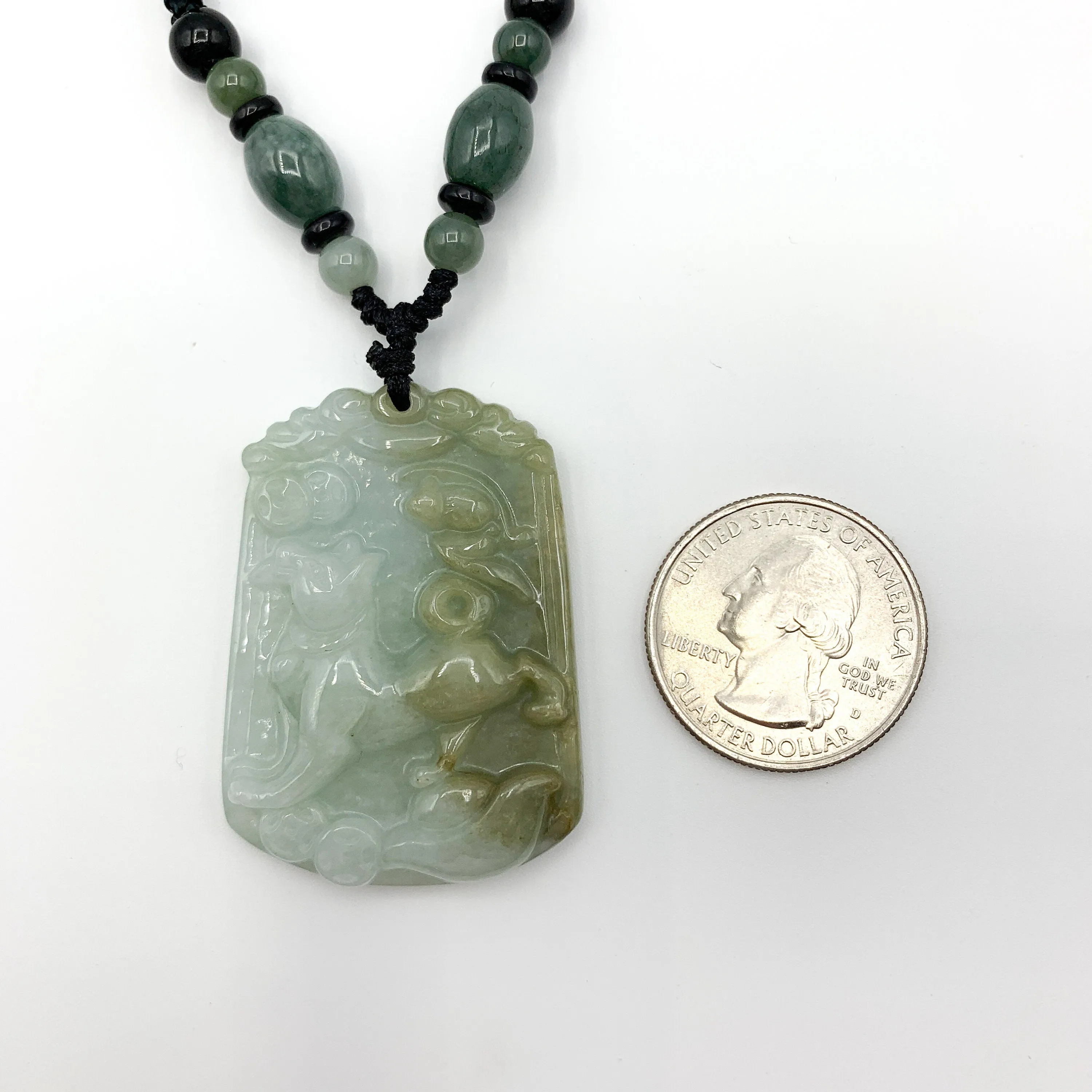 Jadeite Jade Dog Chinese Zodiac Carved Pendant Necklace, YW-0321-1646061450