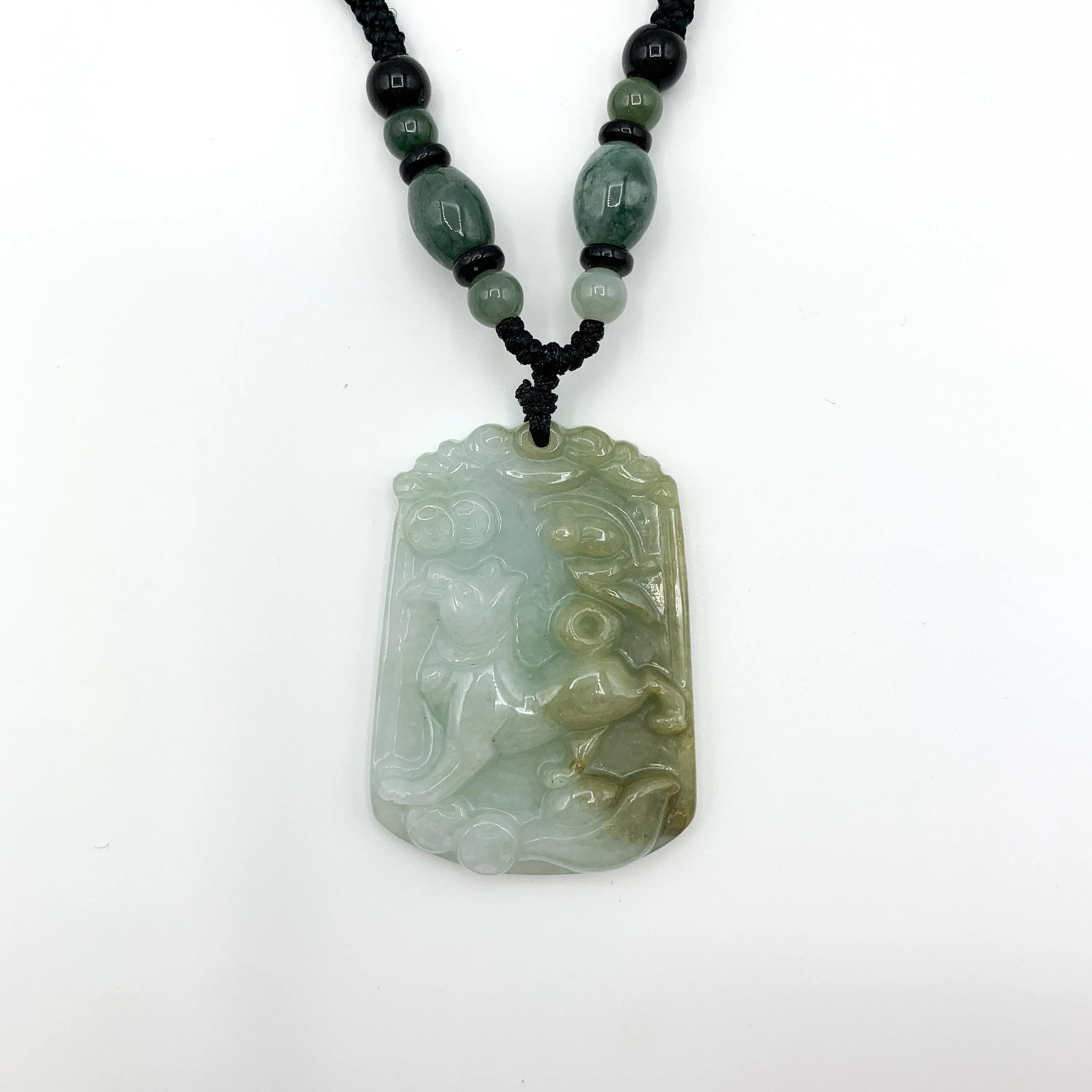 Jadeite Jade Dog Chinese Zodiac Carved Pendant Necklace, YW-0321-1646061450