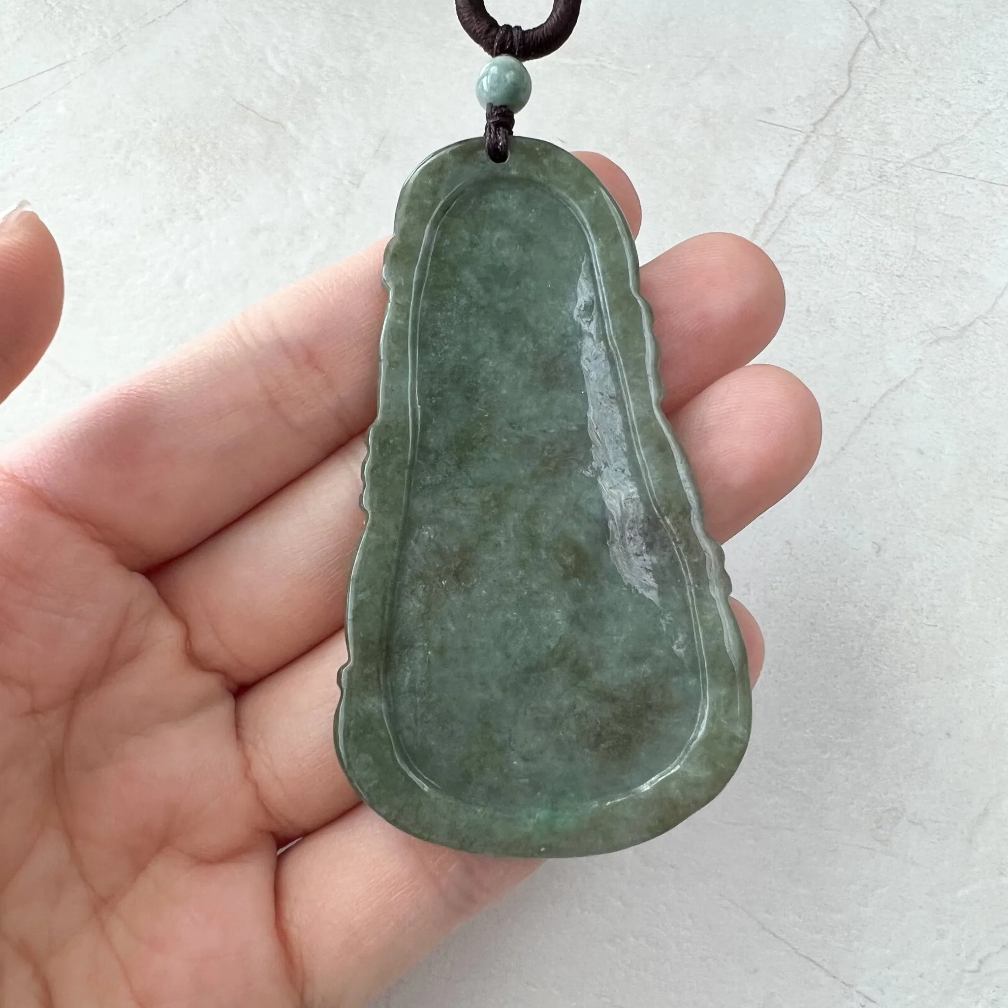 Jadeite Jade Guan Yin Avalokiteshvara and Dragon Carved Pendant Necklace, Quan Am, YJ-1221-0279115