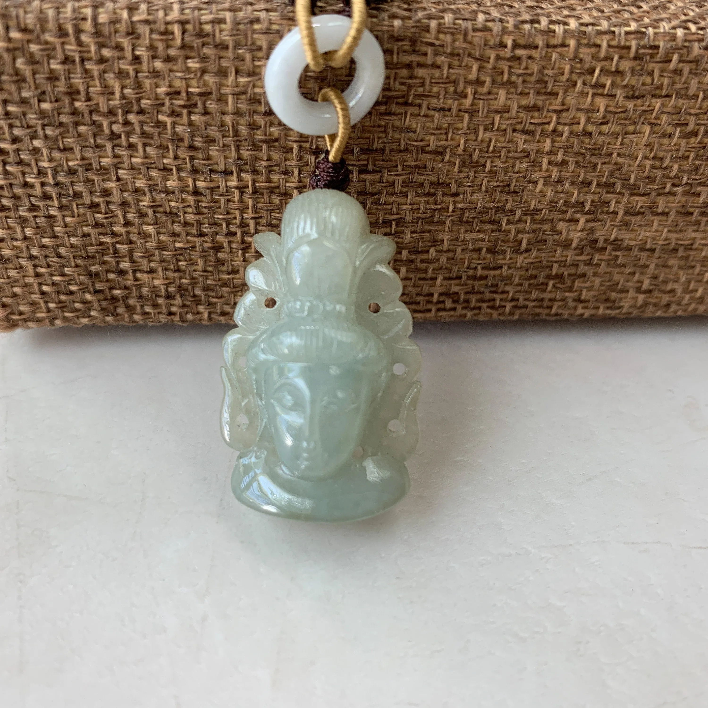Jadeite Jade Guan Yin Avalokiteshvara Hand Carved Head Pendant, YW-0110-1646760457