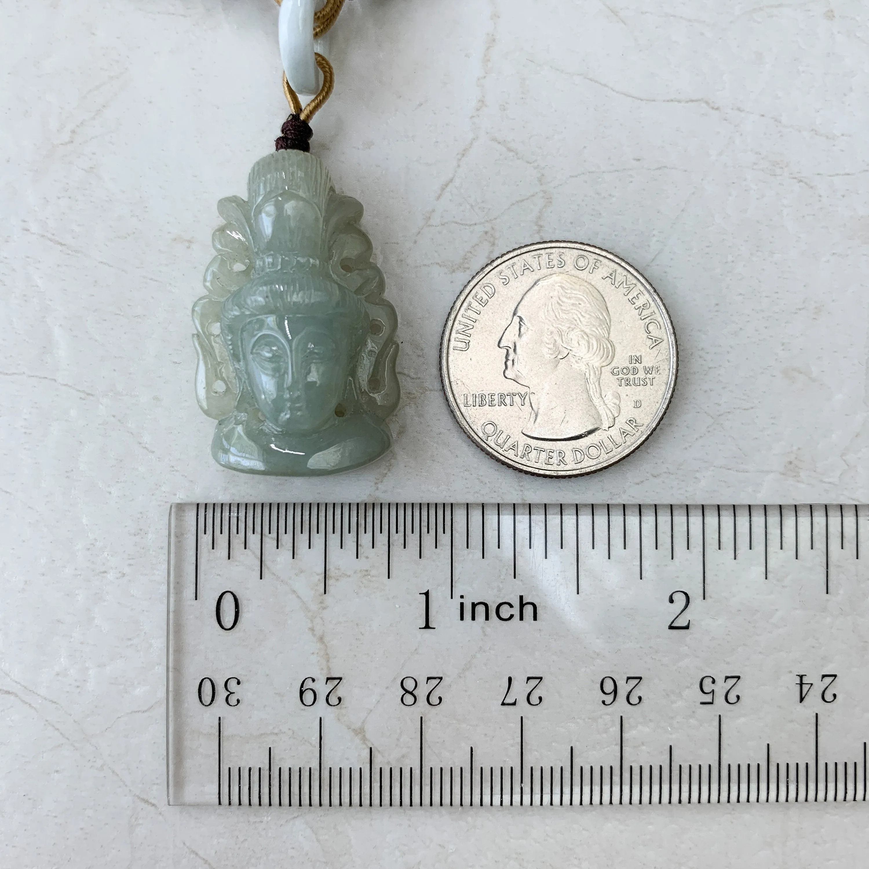 Jadeite Jade Guan Yin Avalokiteshvara Hand Carved Head Pendant, YW-0110-1646760457