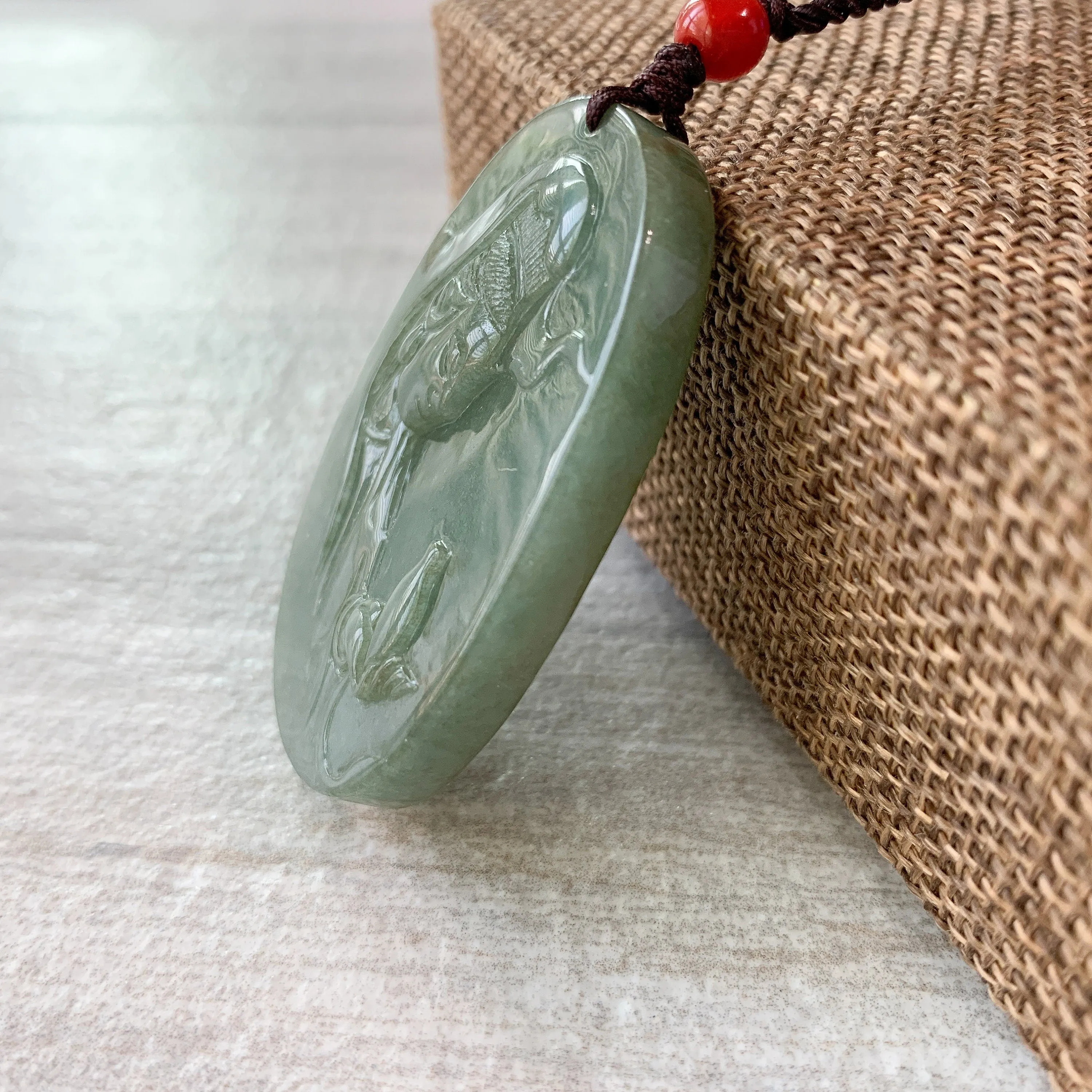 Jadeite Jade Guan Yin Avalokiteshvara Hand Carved Pendant Necklace, Quan Am, YJ-0321-0322913