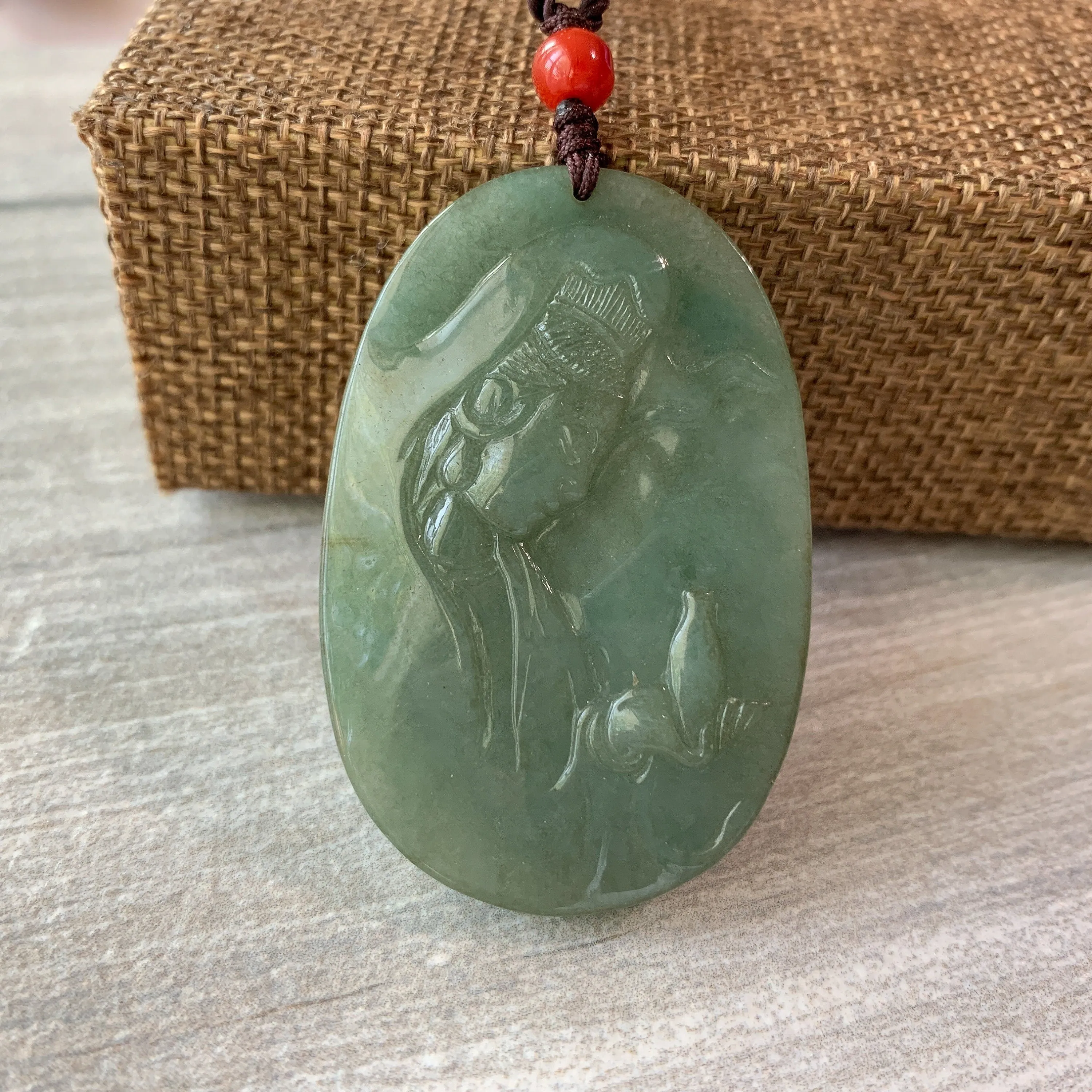 Jadeite Jade Guan Yin Avalokiteshvara Hand Carved Pendant Necklace, Quan Am, YJ-0321-0322913