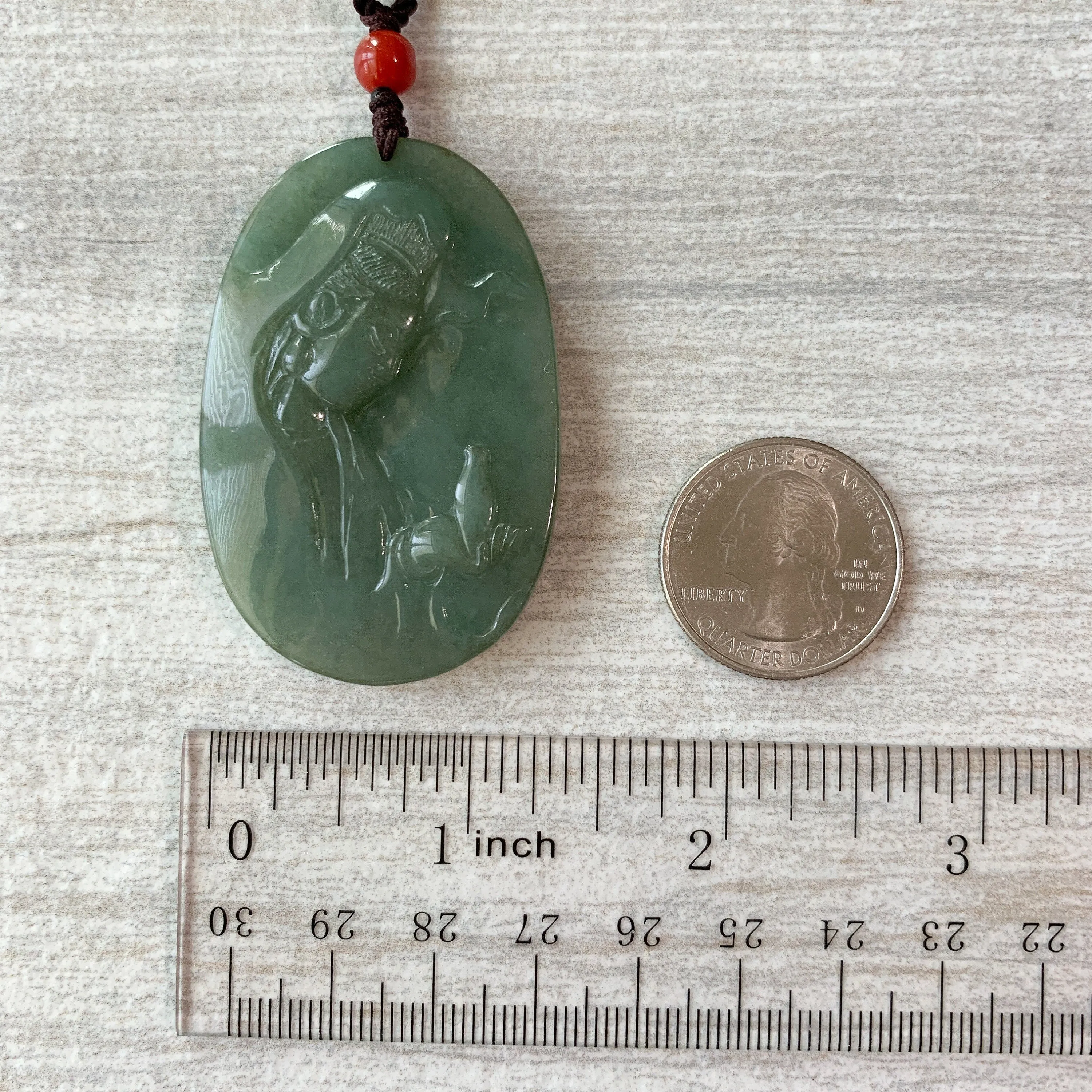 Jadeite Jade Guan Yin Avalokiteshvara Hand Carved Pendant Necklace, Quan Am, YJ-0321-0322913