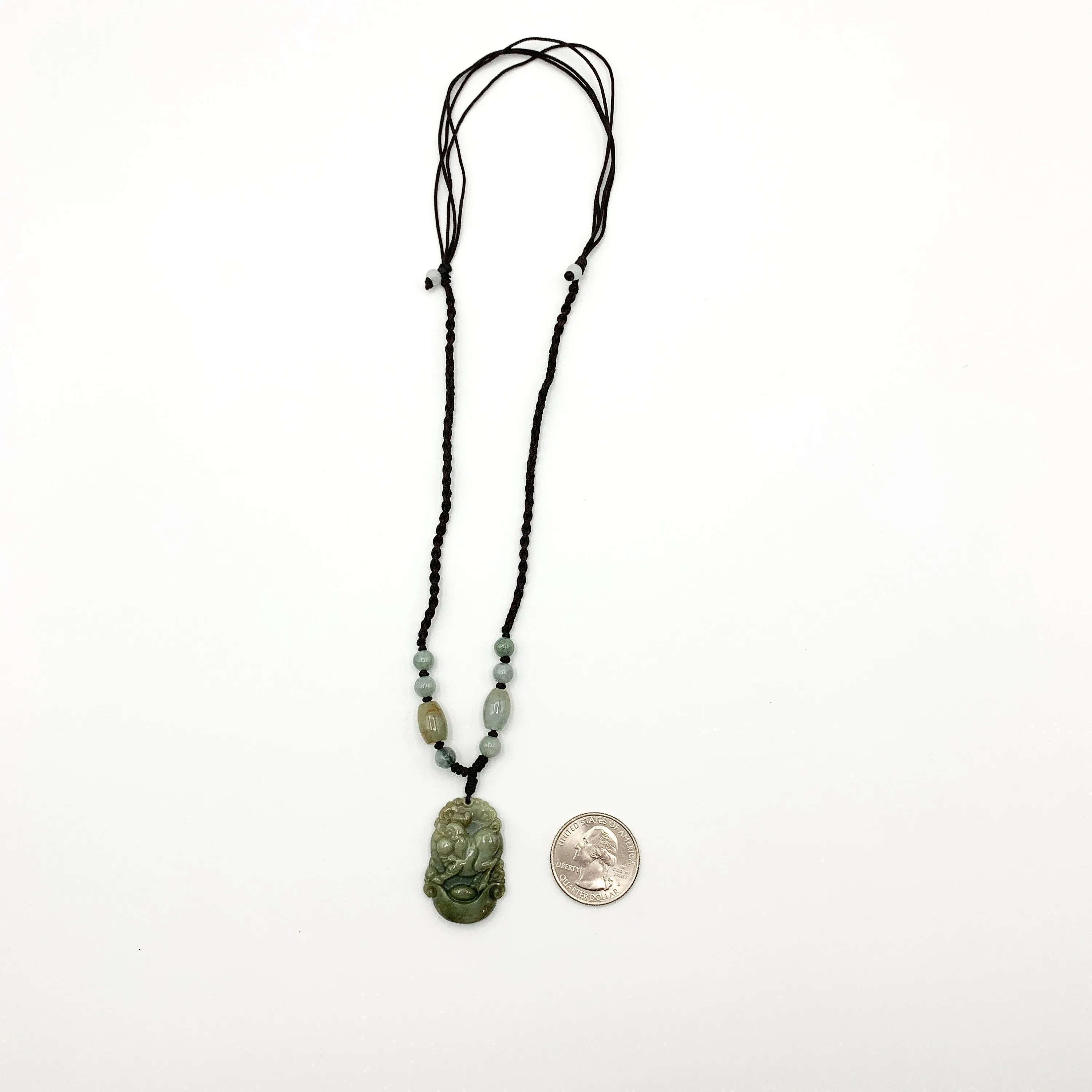 Jadeite Jade Pig Boar Chinese Zodiac Carved Rustic Pendant Necklace, YW-0110-1645917423