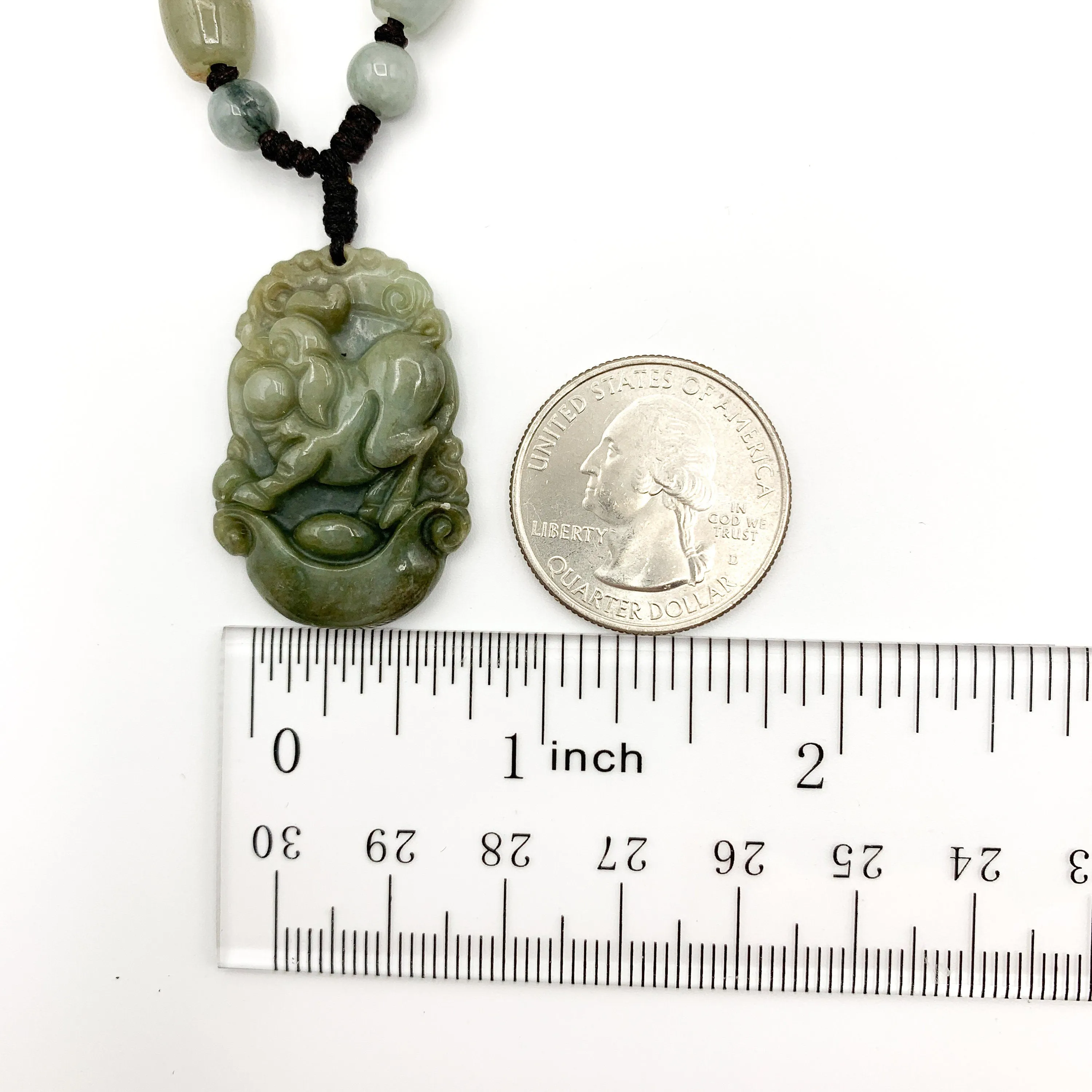 Jadeite Jade Pig Boar Chinese Zodiac Carved Rustic Pendant Necklace, YW-0110-1645917423