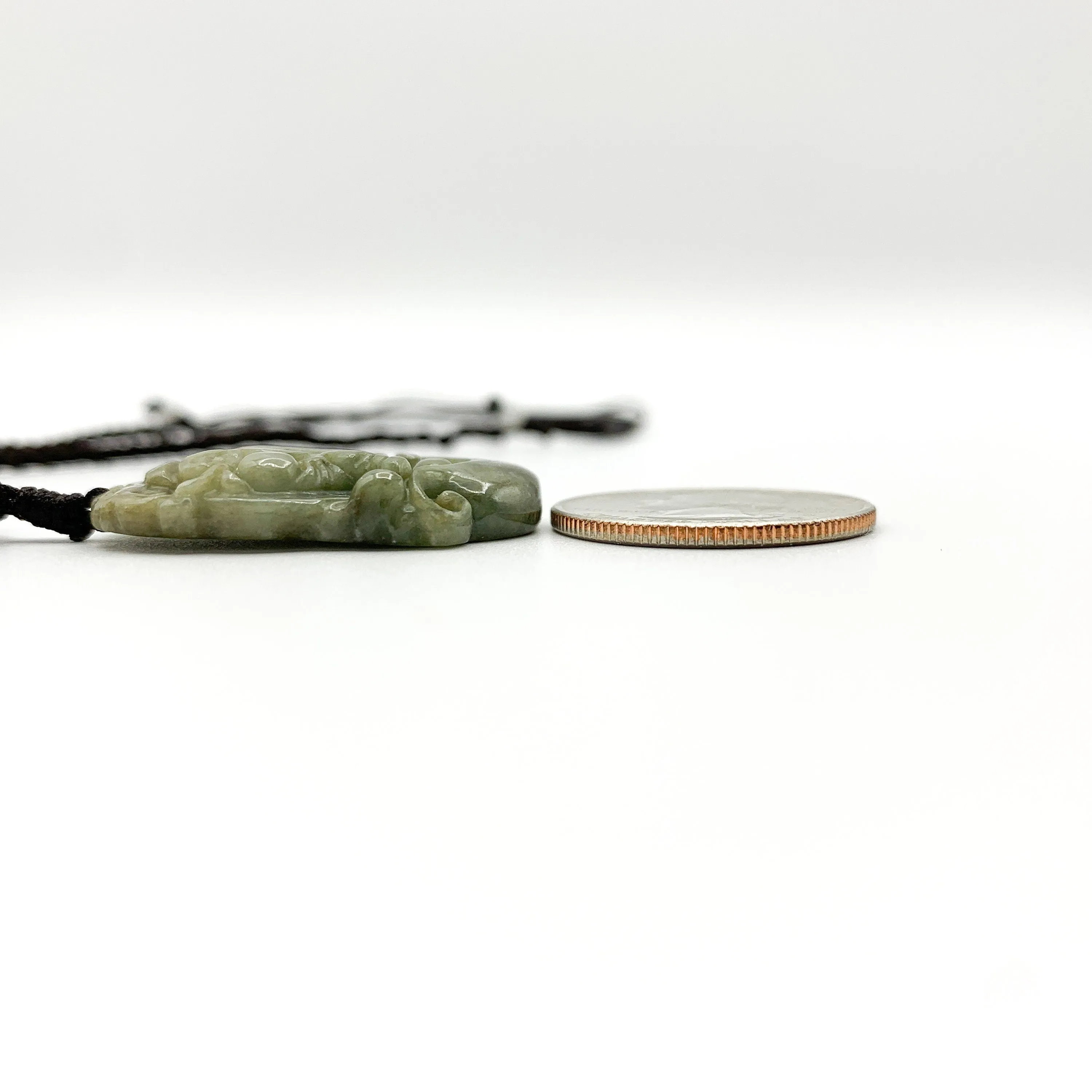 Jadeite Jade Pig Boar Chinese Zodiac Carved Rustic Pendant Necklace, YW-0110-1645917423